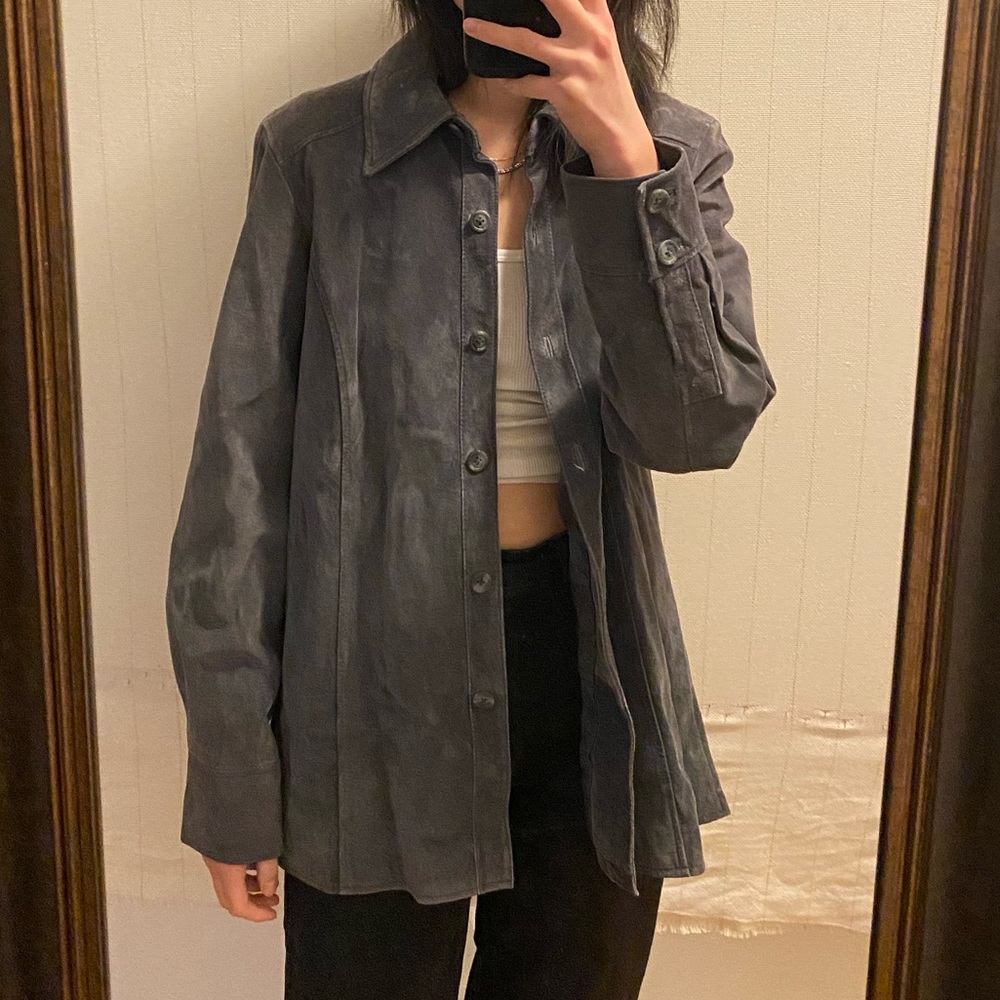 Vintage gray suede leather jacket